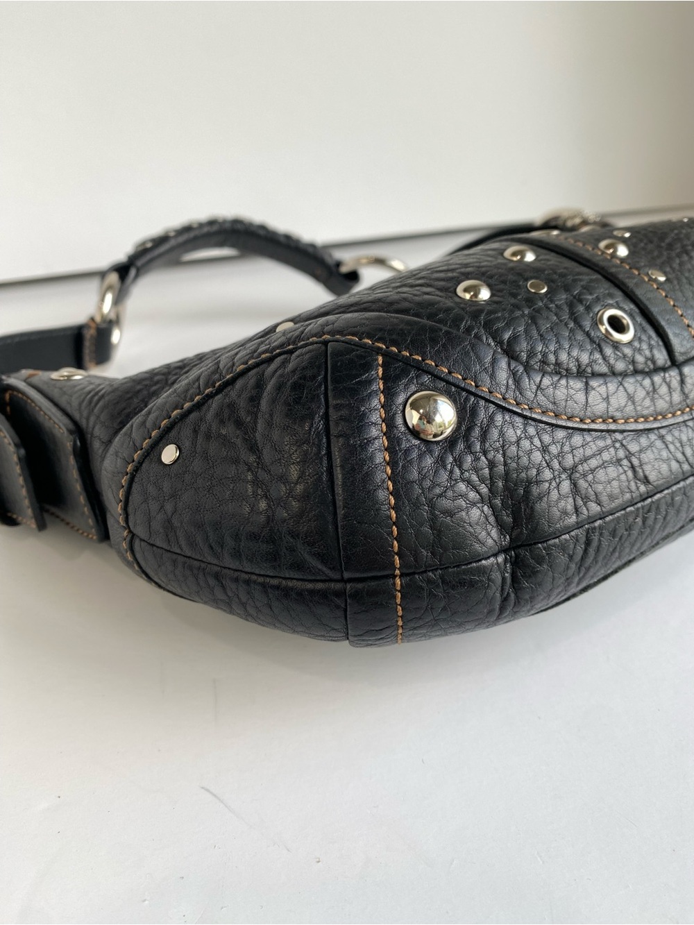Coach Rare Studded Black Demi Soho Bag Shoulder Hobo Y2K - Picture 7 of 16